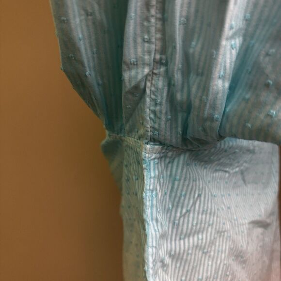 Chico’s Ombre Tunic Top White Aqua Sz 2 EUC Ruffle Resort Wear Coastal Cruise - Picture 15 of 16